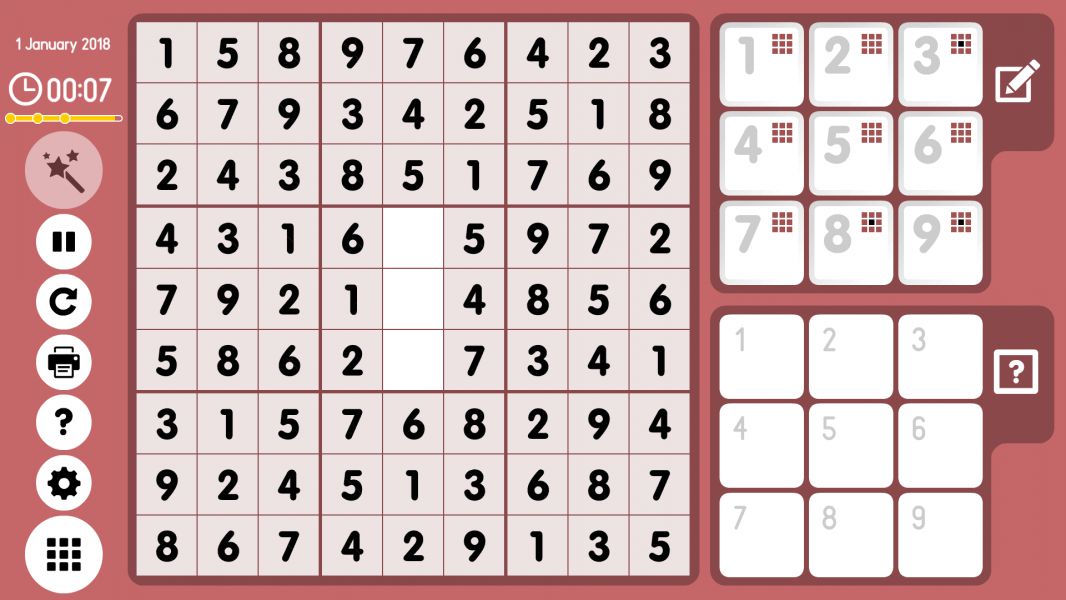 Level 2018-01-01. Online Sudoku