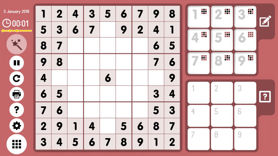 Level 2018-01-05. Online Sudoku