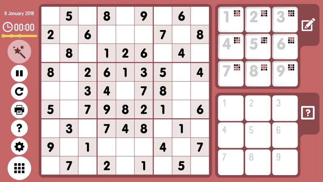 Level 2018-01-08. Online Sudoku