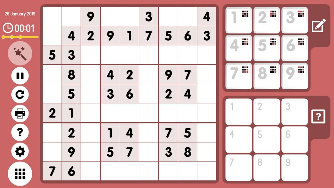 Level 2019-01-26. Online Sudoku